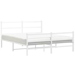 Berkfield Home Metal Bed Frame without Mattress with Footboard¬†White 150x200cm in White - Size: 150x200 cm - thumbnail 4