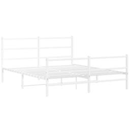 Berkfield Home Metal Bed Frame without Mattress with Footboard¬†White 150x200cm in White - Size: 150x200 cm - thumbnail 3
