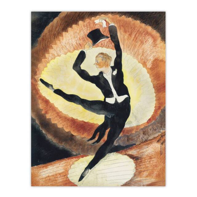 "Artery8 Acrobatic Male Dancer with Top Hat Demuth Wall Art Poster Print in Brown - Size: W24"" x H32""" - image 1