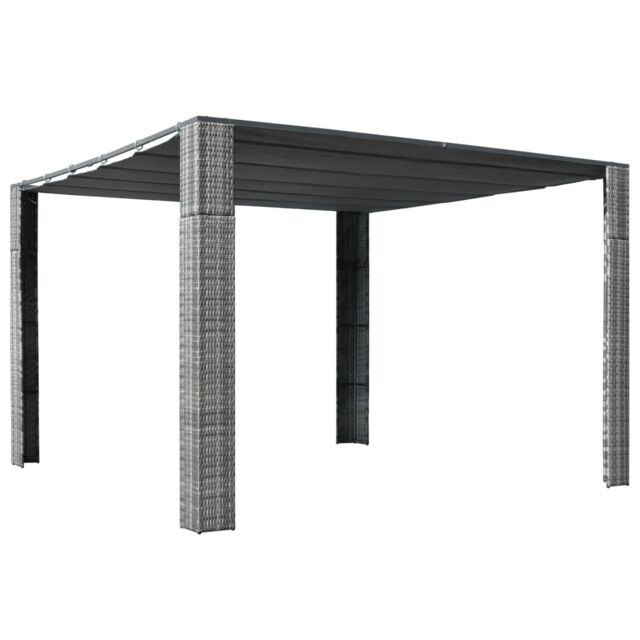 Berkfield Home Gazebo with Roof Poly Rattan 300x300x200 cm Grey & Anthracite in Black - Size: 300 x 300 x 200 cm - image 1