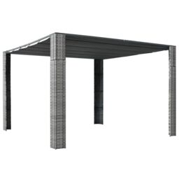 Berkfield Home Gazebo with Roof Poly Rattan 300x300x200 cm Grey & Anthracite in Black - Size: 300 x 300 x 200 cm - thumbnail 1