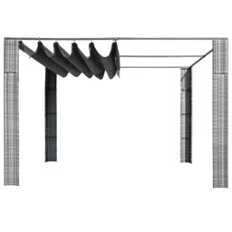 Berkfield Home Gazebo with Roof Poly Rattan 300x300x200 cm Grey & Anthracite in Black - Size: 300 x 300 x 200 cm - thumbnail 2