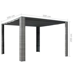 Berkfield Home Gazebo with Roof Poly Rattan 300x300x200 cm Grey & Anthracite in Black - Size: 300 x 300 x 200 cm - thumbnail 4