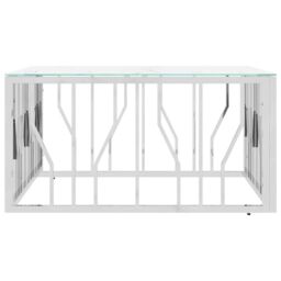 Berkfield Home Coffee Table Silver 80x80x40 cm Stainless Steel & Glass - Size: 80 x 80 x 40 cm - thumbnail 4