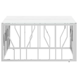 Berkfield Home Coffee Table Silver 80x80x40 cm Stainless Steel & Glass - Size: 80 x 80 x 40 cm - thumbnail 3