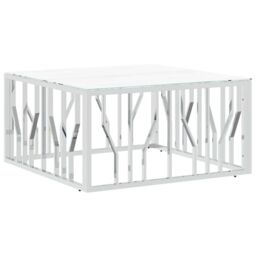Berkfield Home Coffee Table Silver 80x80x40 cm Stainless Steel & Glass - Size: 80 x 80 x 40 cm - thumbnail 2