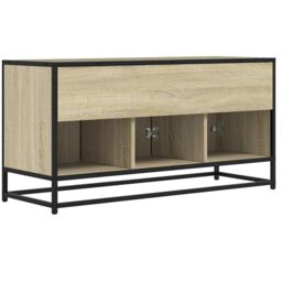 Berkfield Home TV Cabinet Sonoma Oak 100x35x50 cm Engineered Wood & Metal in Brown - Size: 100 x 35 x 50 cm - thumbnail 6