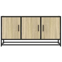 Berkfield Home TV Cabinet Sonoma Oak 100x35x50 cm Engineered Wood & Metal in Brown - Size: 100 x 35 x 50 cm - thumbnail 4