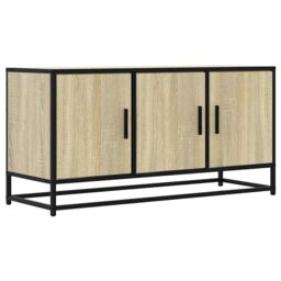 Berkfield Home TV Cabinet Sonoma Oak 100x35x50 cm Engineered Wood & Metal in Brown - Size: 100 x 35 x 50 cm - thumbnail 2