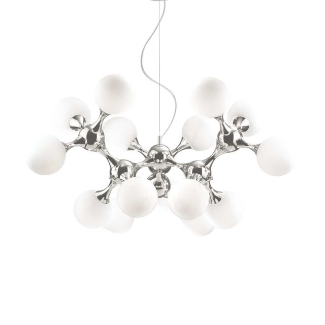 Netlighting Nodi Bianco 15 Light Large Molecular Ceiling Pendant Chrome E14 in Grey - image 1