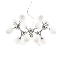 Netlighting Nodi Bianco 15 Light Large Molecular Ceiling Pendant Chrome E14 in Grey