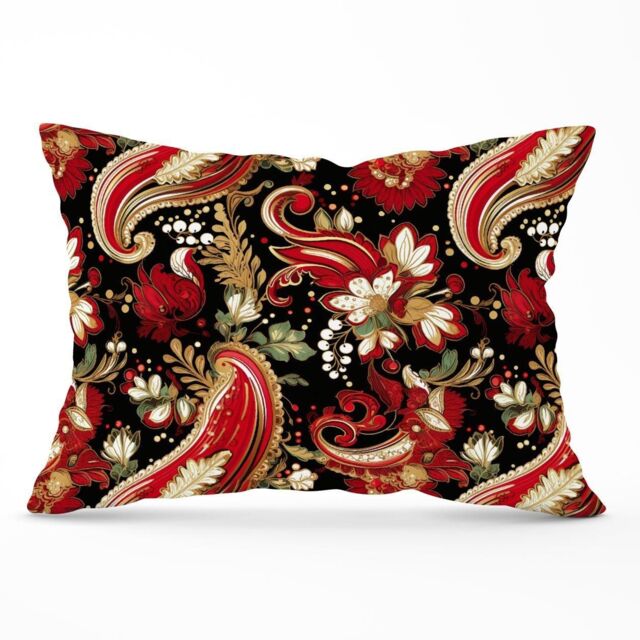 Warren Reed - Designer Paisley Christmas Stars Red Cushions - Size: 60 cm x 60 cm - image 1