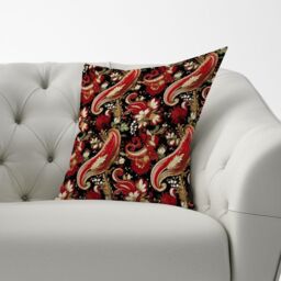 Warren Reed - Designer Paisley Christmas Stars Red Cushions - Size: 60 cm x 60 cm - thumbnail 2