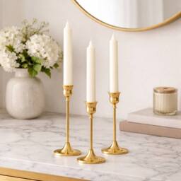 Marco Paul 3pc Dinner Candle Holder Set - Gold - Size: 500g - thumbnail 9
