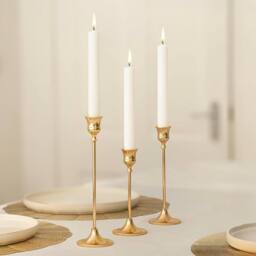 Marco Paul 3pc Dinner Candle Holder Set - Gold - Size: 500g - thumbnail 4