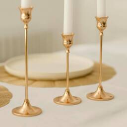 Marco Paul 3pc Dinner Candle Holder Set - Gold - Size: 500g - thumbnail 3