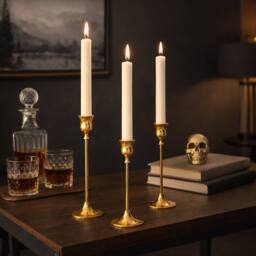 Marco Paul 3pc Dinner Candle Holder Set - Gold - Size: 500g - thumbnail 8