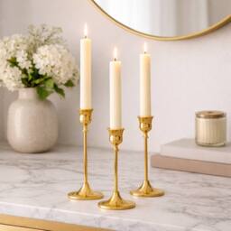 Marco Paul 3pc Dinner Candle Holder Set - Gold - Size: 500g - thumbnail 7