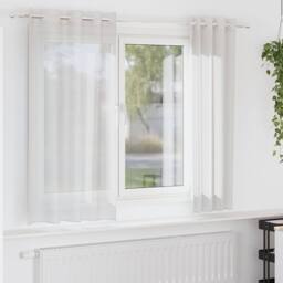 Berkfield Home Voile Curtains with Grommets 2 pcs White - thumbnail 2