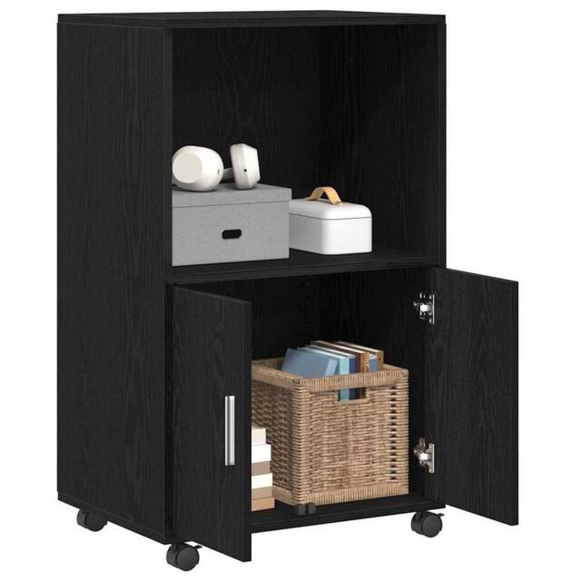 Berkfield Home Rolling Cabinet Black Oak 55x40x91 cm Engineered Wood - Size: 55 x 40 x 91 cm - image 1