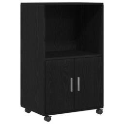 Berkfield Home Rolling Cabinet Black Oak 55x40x91 cm Engineered Wood - Size: 55 x 40 x 91 cm - thumbnail 3
