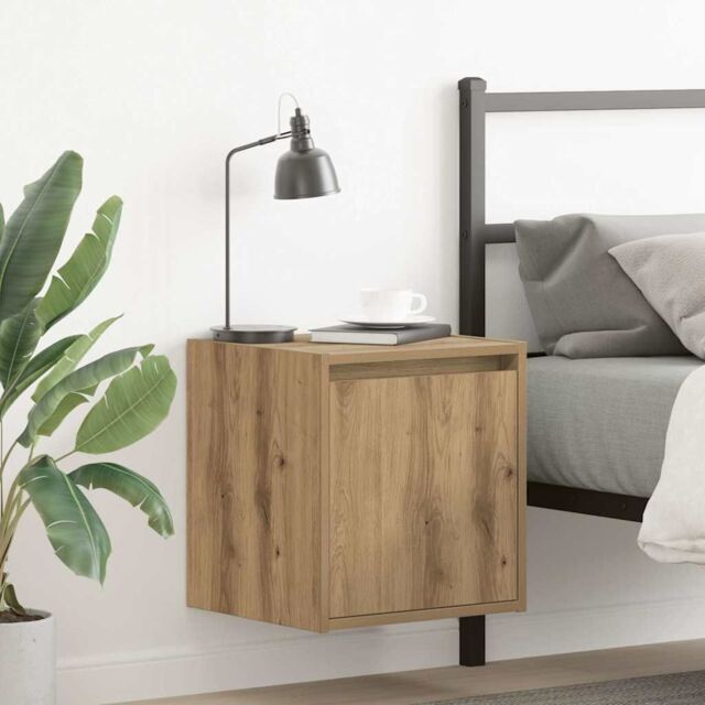 Berkfield Home Wall-Mounted Bedside Cabinets 2 pcs Artisan Oak 38x34x40 cm in Brown - Size: 38 x 34 x 40 cm - image 1
