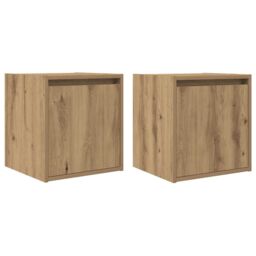 Berkfield Home Wall-Mounted Bedside Cabinets 2 pcs Artisan Oak 38x34x40 cm in Brown - Size: 38 x 34 x 40 cm - thumbnail 2