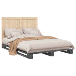Berkfield Home Beautiful Bed Frame without Mattress Grey 140x200 cm Solid Wood Pine - thumbnail 4