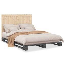Berkfield Home Beautiful Bed Frame without Mattress Grey 140x200 cm Solid Wood Pine - thumbnail 3