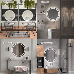 Dprodo 3 Color Temperature LED Bathroom Mirror Round Vanity Mirror in Natural White - Size: 1 Pack - thumbnail 6