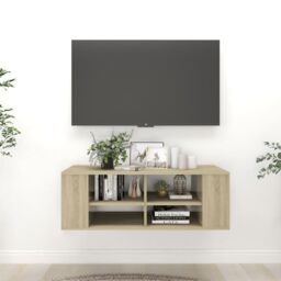 Berkfield Home Wall-Mounted TV Cabinet Sonoma Oak 102x35x35 cm Engineered Wood in Brown - Size: 102 x 35 x 35 cm - thumbnail 1
