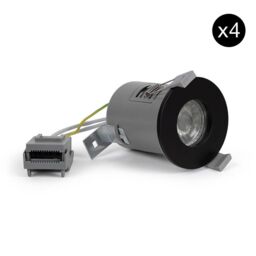 SE Home 4 PACK - Matt Black GU10 Fire Rated Downlight - IP65