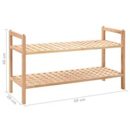Berkfield Home Shoe Rack Solid Walnut Wood 69x26x40 cm in Beige - Size: 69 x 26 x 40 cm - thumbnail 6