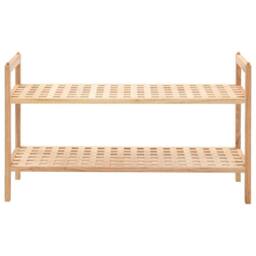 Berkfield Home Shoe Rack Solid Walnut Wood 69x26x40 cm in Beige - Size: 69 x 26 x 40 cm - thumbnail 2