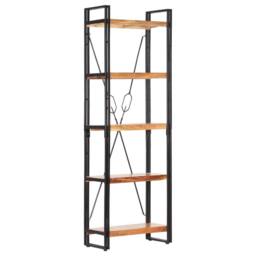Berkfield Home 5-Tier Bookcase 60x30x180 cm Solid Acacia Wood in Brown - Size: 60 x 30 x 180 cm - thumbnail 7
