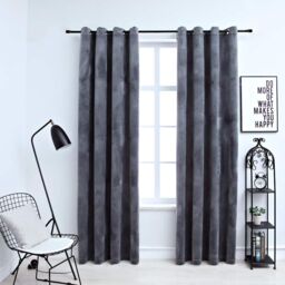 Berkfield Home Blackout Curtains with Rings 2 pcs Velvet Anthracite 140x245 cm