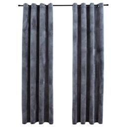 Berkfield Home Blackout Curtains with Rings 2 pcs Velvet Anthracite 140x245 cm - thumbnail 2