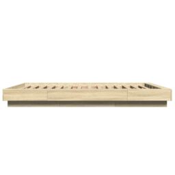 Berkfield Home Bed Frame with LED Lights without Mattress Sonoma Oak 140x200cm in Brown - Size: 140x200 cm - thumbnail 6