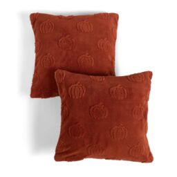 OHS 2 x Tufted Pumpkin Soft Cushion Covers with Invisible Zipper in Burnt Orange - Size: 45 cm x 45 cm - thumbnail 2