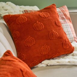OHS 2 x Tufted Pumpkin Soft Cushion Covers with Invisible Zipper in Burnt Orange - Size: 45 cm x 45 cm - thumbnail 1