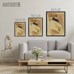 "Artery8 Box Sit with Gilded Mask Sketch Framed Canvas Wall Art Print Lautrec in Beige - Size: W12"" x H16""" - thumbnail 4