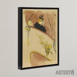 "Artery8 Box Sit with Gilded Mask Sketch Framed Canvas Wall Art Print Lautrec in Beige - Size: W12"" x H16""" - thumbnail 2