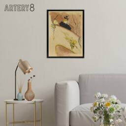 "Artery8 Box Sit with Gilded Mask Sketch Framed Canvas Wall Art Print Lautrec in Beige - Size: W12"" x H16""" - thumbnail 3