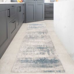 Kukoon Silver Grey Blue Distressed Abstract Rug in Light Grey - Size: 240 cm x 330 cm - thumbnail 6