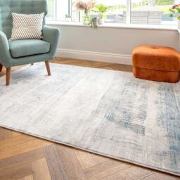Kukoon Silver Grey Blue Distressed Abstract Rug in Light Grey - Size: 240 cm x 330 cm - thumbnail 2