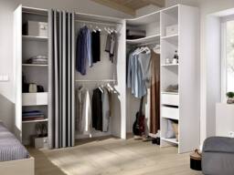 Vente-unique Extendable Corner Wardrobe - L 164 / 214 Cm - White & Grey