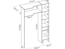 Vente-unique Extendable Corner Wardrobe - L 164 / 214 Cm - White & Grey - thumbnail 8