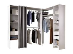 Vente-unique Extendable Corner Wardrobe - L 164 / 214 Cm - White & Grey - thumbnail 2