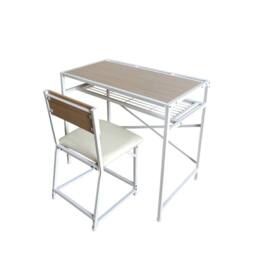 Nordara Compact Office Desk & Chair Set Metal Frame Cushion Seat in Beige - thumbnail 3