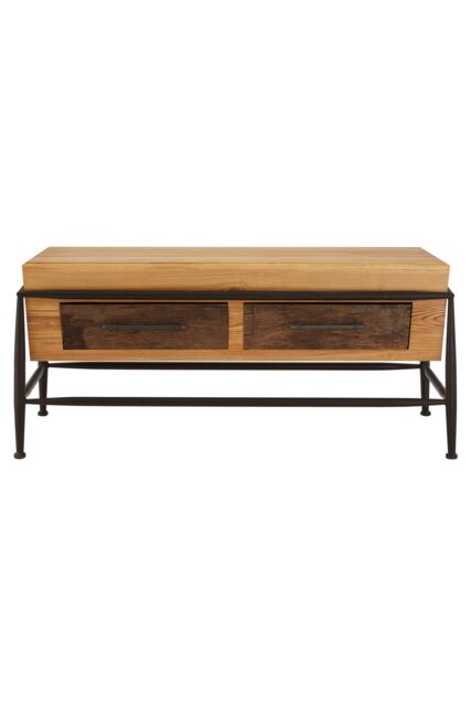 Orsina Coffee Table With Ash Wood Top & Metal Frame, Modern Table With 2 Convenient Drawers, Ideal For Compact Spaces in Natural - image 1
